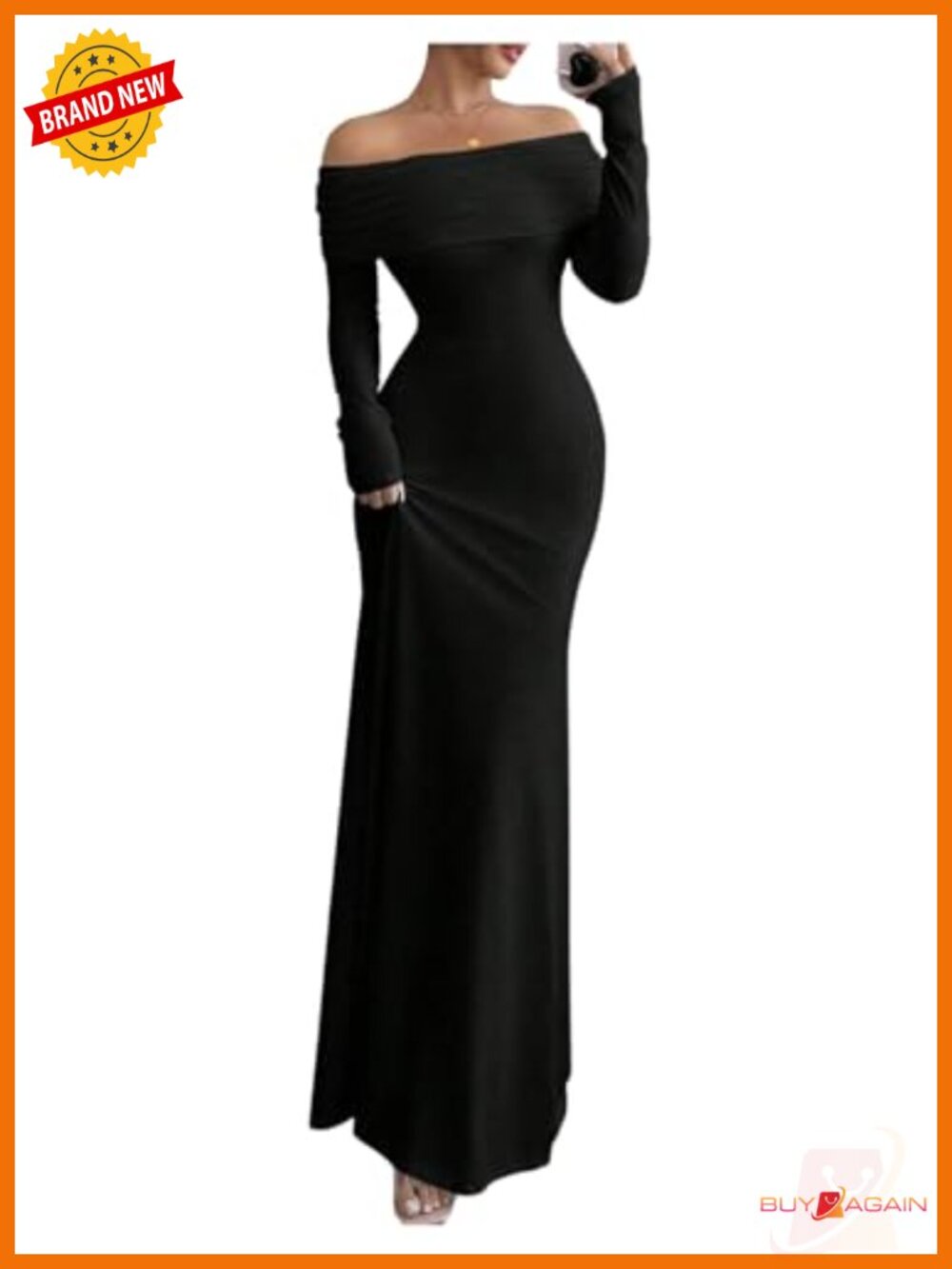 Off Shoulder Long Sleeve Bodycon Formal Maxi Dress